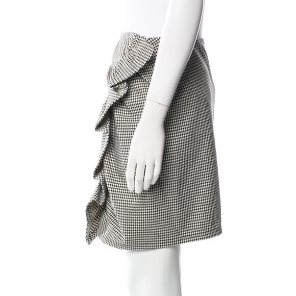 A.L.C. Jupiter Black Cream Houndstooth Ruffle Front Mini Skirt 6 - Picture 7 of 11